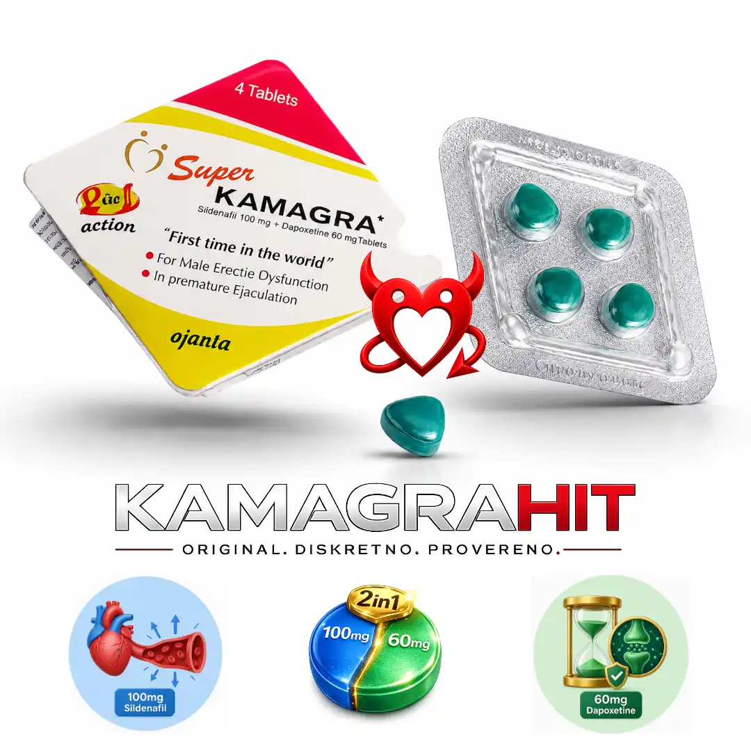 super kamagra tablete 2u1 - Originalna kutija Super Kamagre 2u1 sa Sildenafil 100mg i Dapoksetin 60mg - Ajanta Pharma