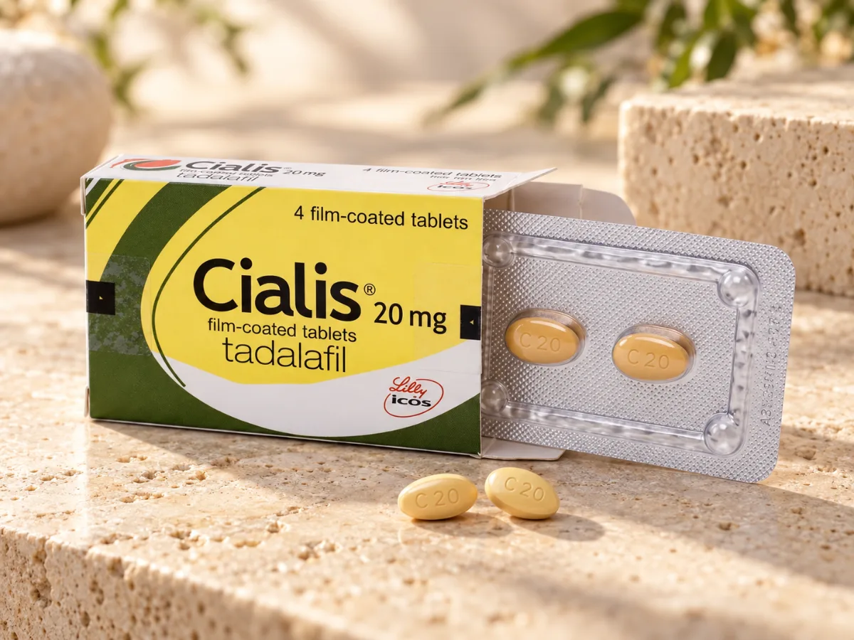 Cialis 20 mg original pakovanje sa blisterom i tabletama u KH Studio sceni