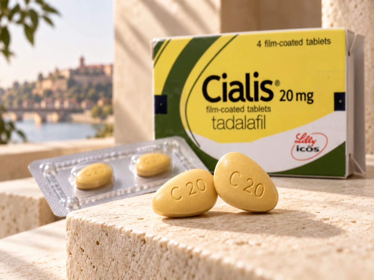 Cialis 20 mg tadalafil tablete sa oznakom C20 u macro prikazu
