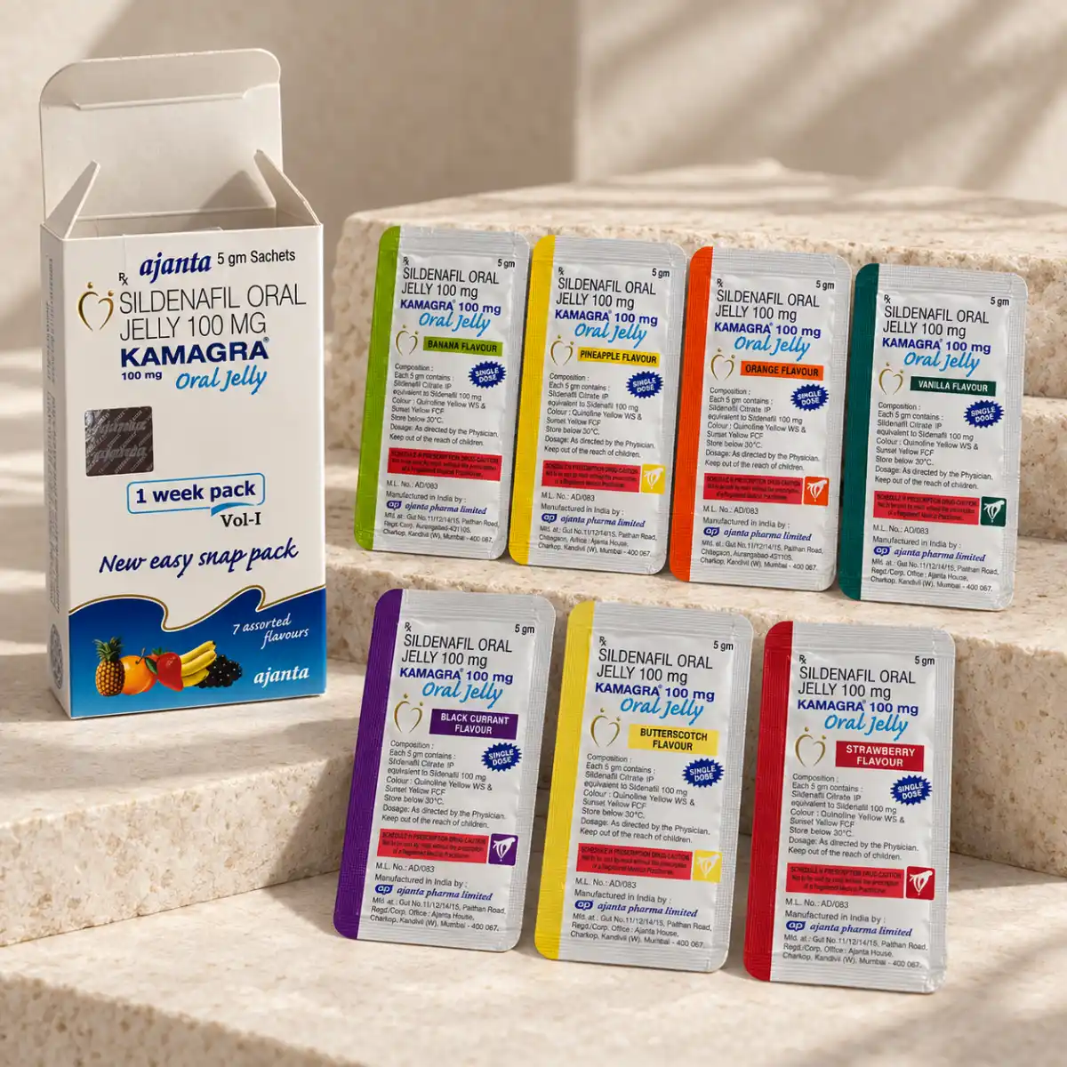 Kamagra Oralni Gel 100 mg – otvorena kutija sa 7 kesica
