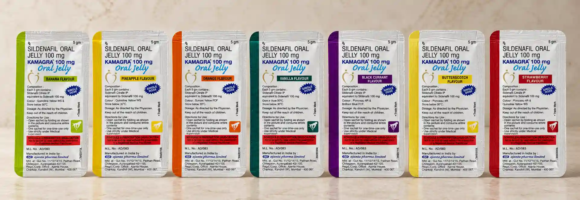Kamagra Oralni Gel 100 mg – 7 kesica sa različitim ukusima