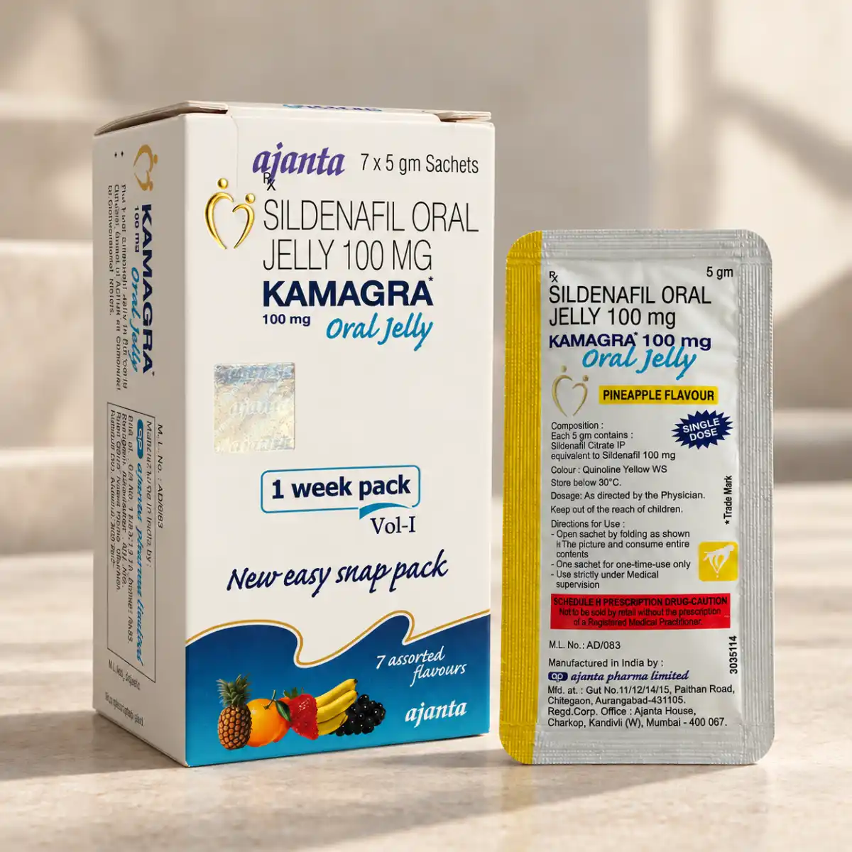 Kamagra Oralni Gel 100 mg – kutija i 7 kesica