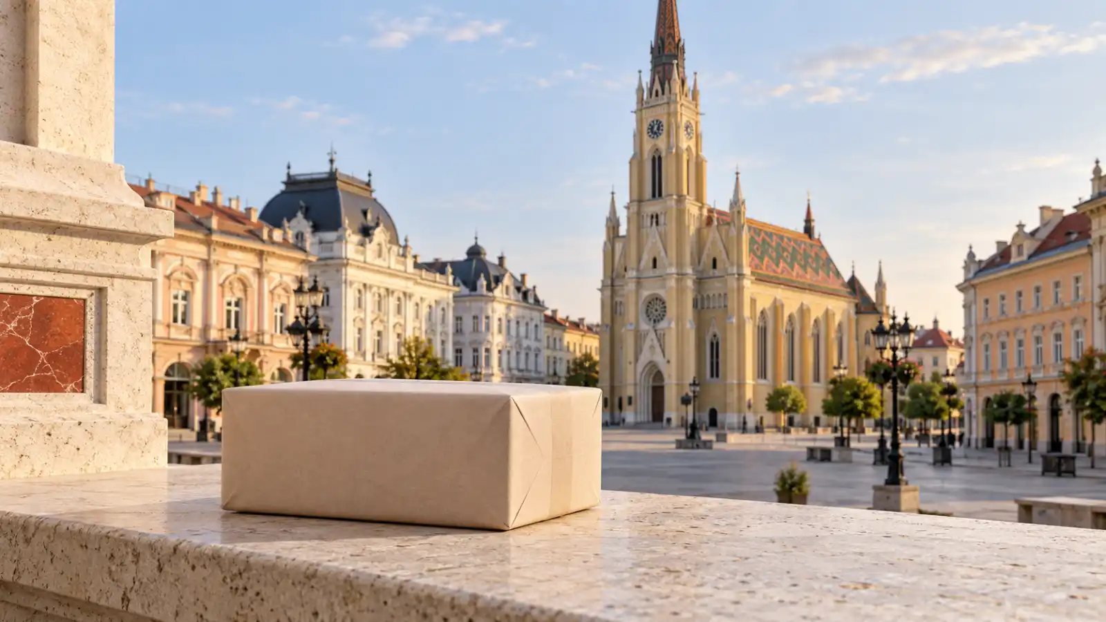 Diskretno zatvoren paket uz prikaz centra Novog Sada